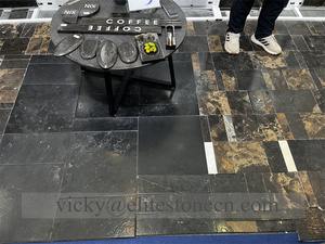 Carreaux de pierre calcaire noire persan naturelle avec veines brunes, ensembles personnalisés, carreaux muraux et de sol pour intérieur - Product Image 6