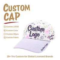 Topi Bisbol Anak GuanHua GH-KBC001-CB Ungu Dua Warna Motif Bunga, Topi Bisbol Anak Motif Bunga, Topi Bisbol Motif Bunga Custom