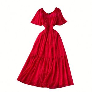 Vestido Midi de Verano para Mujer, Estilo Vintage, Cuello Cuadrado, Tejido de Gasa, Corte en A, Ajustado, Casual, Transpirable y Sostenible, Cintura Imperio - Product Image 5