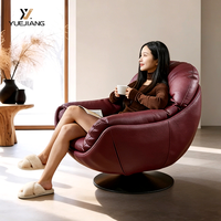 Sillón Giratorio Individual de Cuero Genuino, Estilo Moderno y Sencillo, de Alta Gama, para Sala de Estar o Balcón