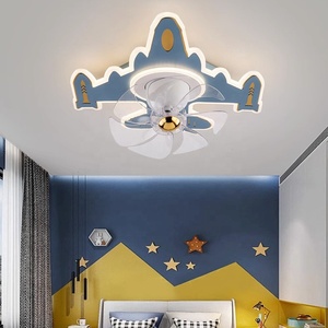 LED phòng trẻ em Quạt đèn mới đu đầu im lặng Đèn chùm phòng ngủ phòng khách nhà tối giản hiện đại Quạt trần máy bay - Product Image 2