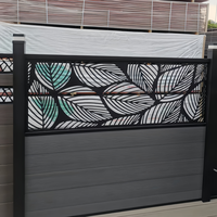 Installation facile, panneaux de clôture en WPC écologiques de 6 pieds, gravés par CNC, avec un cadre en aluminium robuste et résistant à la rouille pour les maisons et les jardins