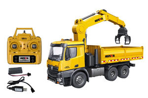 Nuevo Camión Volquete RC <span class=keywords><strong>Huina</strong></span> <span class=keywords><strong>1575</strong></span> 2021, Escala 1:14, 26 Canales, Media Aleación, 575 con Agarrador de Madera, Juguetes de Vehículos de Ingeniería para Niños - Product Image 3