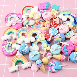 Popular Polymer Clay Accessories Fortune Bag Cake Food Play DIY Lollipop Rainbow Accessories For Decoration
