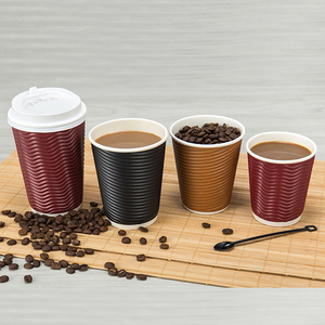 Design personalizzato con il logo stampato 10 12 14 16oz eco amichevole per andare a doppia parete nero caldo di carta usa e getta tazze di caffè - Product Image 5