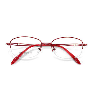 กรอบแว่นตาโลหะผสมสำหรับผู้หญิง ทรงครึ่งวงรี น้ำหนักเบา รุ่น 34451 สำหรับอ่านหนังสือและสายตาสั้น ผลิตที่ตานหยาง - Product Image 2