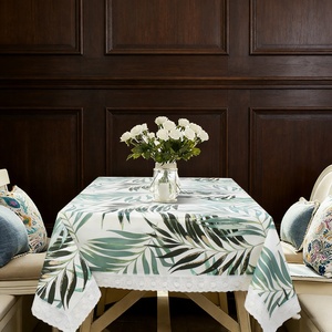 Tovaglia Quadrata Grande con Foglie Verdi in PEVA - Impermeabile e Antimacchia per Tavolo da Pranzo - Product Image 1