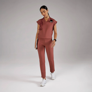 Bestex Custom V-Neck Scrubs Uniforms Sets Self Sleeve Band <strong>Medical</strong> Clothing Ribbed <strong>Hem</strong> and Back Neckband Nurse Scrub for Women - Product Image 1