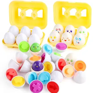 बच्चे की प्रारंभिक शिक्षा का रंग आकार मिलान अंडे सेट करते हुए अंडे के संवेदी शैक्षिक खिलौने