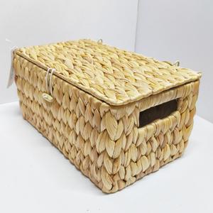 Boîte de rangement rectangulaire Bobai en jacinthe d'eau tressée, 2,4 kg, ensemble de paniers organisateurs de jouets avec couvercle, couleur naturelle RD235024 - Product Image 3