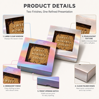 Boîte cadeau rigide de luxe pour biscuits, avec fenêtre transparente, logo personnalisé, biodégradable, impression holographique, haute qualité