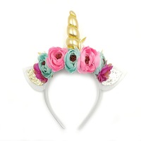 Serre-tête Licorne Mignon Personnalisé en Usine avec Couronne Florale pour Enfants Filles – Accessoire de Fête, Anniversaire, Nouvel An