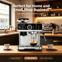 Machine à expresso compacte et mini avec moulin intégré, 20 bars, petite machine à café semi-automatique pour la maison