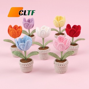Fleurs <span class=keywords><strong>de</strong></span> tulipes en crochet faites à la main, plantes artificielles miniatures tricotées, décoration <span class=keywords><strong>de</strong></span> bureau, cadeaux pour <span class=keywords><strong>l</strong></span>'anniversaire des enseignants, la fête des mères 2026 - Product Image 1