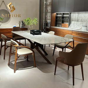 Ensemble <span class=keywords><strong>de</strong></span> table et <span class=keywords><strong>chaises</strong></span> <span class=keywords><strong>de</strong></span> salle à manger scandinave en bois massif (frêne, chêne, noyer) et marbre, pour 4, 6, <span class=keywords><strong>8</strong></span> ou 10 personnes - Product Image 1