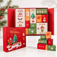 Boîte de calendrier de l'Avent de Noël 30x7x24cm avec fermeture magnétique rouge, compte à rebours de 24 jours, boîte surprise à tiroirs pliables, boîte cadeau en gros