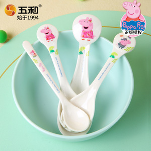 Wuhe Peppa Pig Melamine Spoon Fork Set For Kids 1-2 Years Bpa Free Feeding Training Utensils - Product Image 1