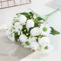 Bouquet de 10 Roses et Marguerites en Soie Artificielle Réalistes Faits Main, Vente en Gros, pour Mariage, Décoration Intérieure et Arrangements Décoratifs