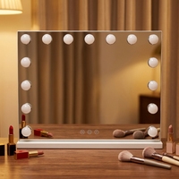 Miroir de maquillage de salle de bain éclairé par LED avec cadre en métal, design princesse, HD, avec ampoules