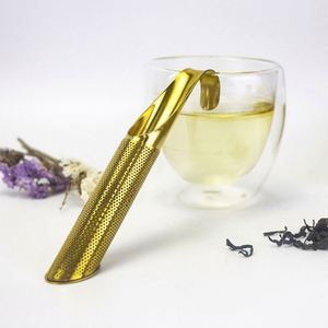 Creative <b>Kitchen</b> <b>Gadgets</b> Custom Portable Metal Wire Mesh Flower Leaf Tea Strainer Gold Plated Stainless Steel Tea Infuser - Product Image 3