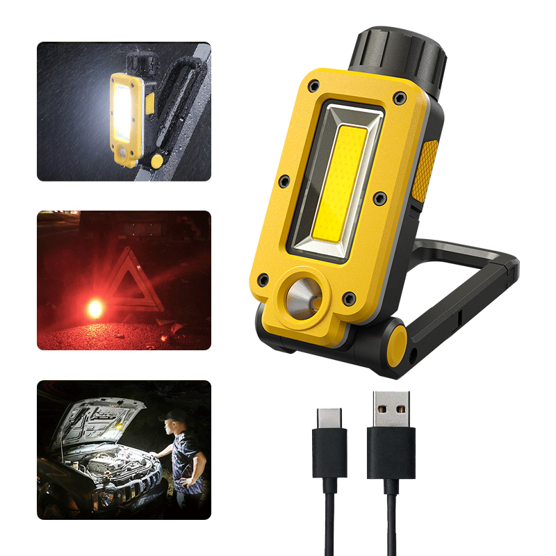 Rechargeable Multi-Functional Portable Magnetic Work Light USB-C Charging 30-600 Lumens ABS Body for Car Repair Outdoor Camping