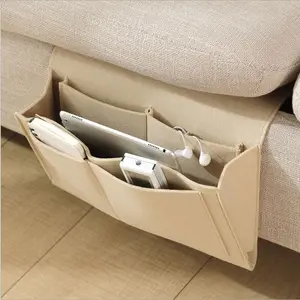 Feltro Bedside Storage Bag Pouch Bed Desk Bag Sofá TV Controle Remoto Pendurado Caddy Couch Organizador de armazenamento Bed Holder Pockets