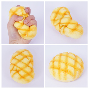 ของเล่น PU นุ่มเด้งช้า ของเล่นรูปอาหารเหมือนจริง ขนมปังชิ้นใหญ่ ของเล่นบีบคลายเครียด ขนมปังสับปะรดเหมือนจริง - Product Image 3
