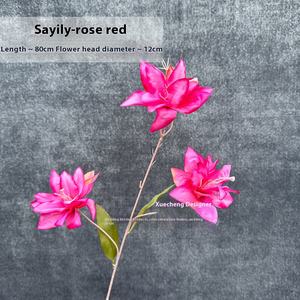 Arrangement de banquet de mariage rose rouge fait à la main Banquet de fiançailles fleurs artificielles pour décoration de salle de mariage artisanat utilisé - Product Image 4