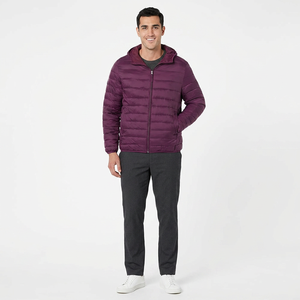 Blouson d'hiver matelassé en toile pour homme à col montant personnalisé, respirant et chaud, avec logo frontal, idéal pour le quotidien - Product Image 1
