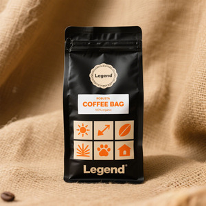 Sachet de café personnalisé en aluminium mat avec valve et fermeture éclair, fond plat imprimé, emballage Ziplock pour café - Product Image 5
