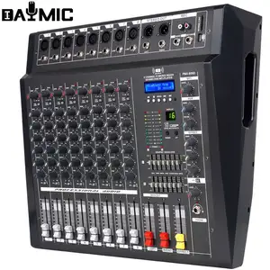 AOSHEN Mixer Amplifier 8 saluran, Mixer Audio USB DJ profesional dengan 16 DSP Echo 2X300W/8ohm