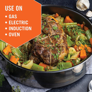 High Quality Ceramic Nonstick 4.5QT Capacity Triply Stainless Steel Frying <b>Pan</b> Saute <b>Pan</b> - Product Image 6