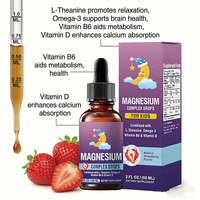 Magnesium Glycinate Powder Drops dengan L-theanine Omega-3 Vitamin B6 & D3 untuk Dukungan Tidur Anak, Suplemen Nutrisi