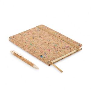 Eco-Friendly <b>A5</b> Journal Notebook Set Recycled Hardcover <b>Notepad</b> Leather Cork Ball Point Pen for Office Personal Planner Use - Product Image 1