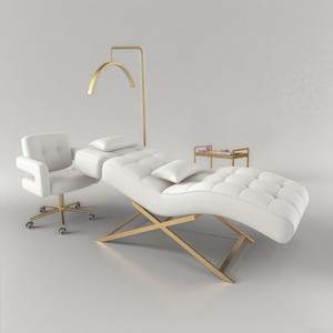 Hot-selling Combo Chair for Facial Eyebrow Beauty Bed PVC Modern Customizable Leather Packaging Wholesale Massage Table - Product Image 1