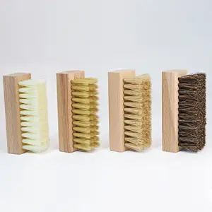 Factory Wholesale Custom Logo Wood Sneaker Shoe Cleaning Brush Horse Hair Wooden brush