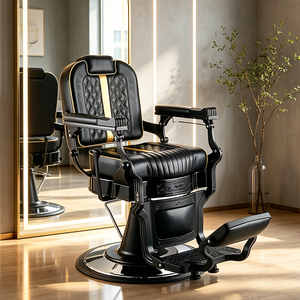 Sillón de Barbería Antiguo, <span class=keywords><strong>Silla</strong></span> de Peluquería de Estilo Retro de Lujo, Ajustable, <span class=keywords><strong>Reclinable</strong></span> y Giratoria <span class=keywords><strong>para</strong></span> Hombres - Product Image 1