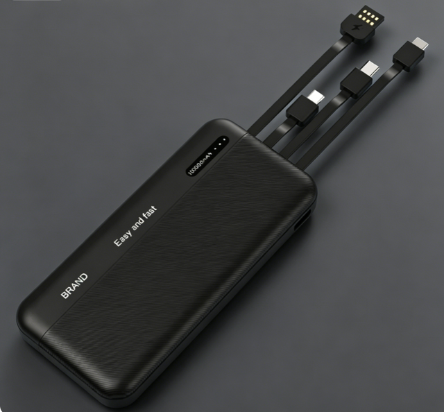 LGC 10000mAh Portable Charger Built-in Cable Type-C Input/Output 10W Power Multi-Color Battery Display ABS Material Short