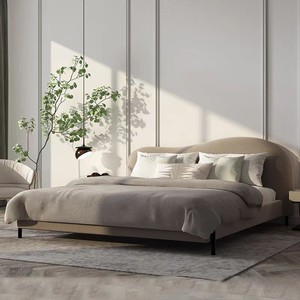 Lit plateforme moderne rembourré avec tête <span class=keywords><strong>de</strong></span> lit et dossier, cadre <span class=keywords><strong>de</strong></span> lit en bois, tissu velours gris, pieds en acier - Product Image 6