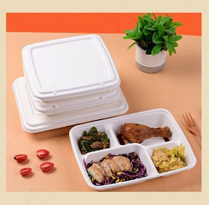 Vaisselle jetable personnalisable à 6 compartiments avec couvercle, biodégradable et compostable, pour les écoles, les hôpitaux, les plats à emporter, les fêtes - Product Image 4
