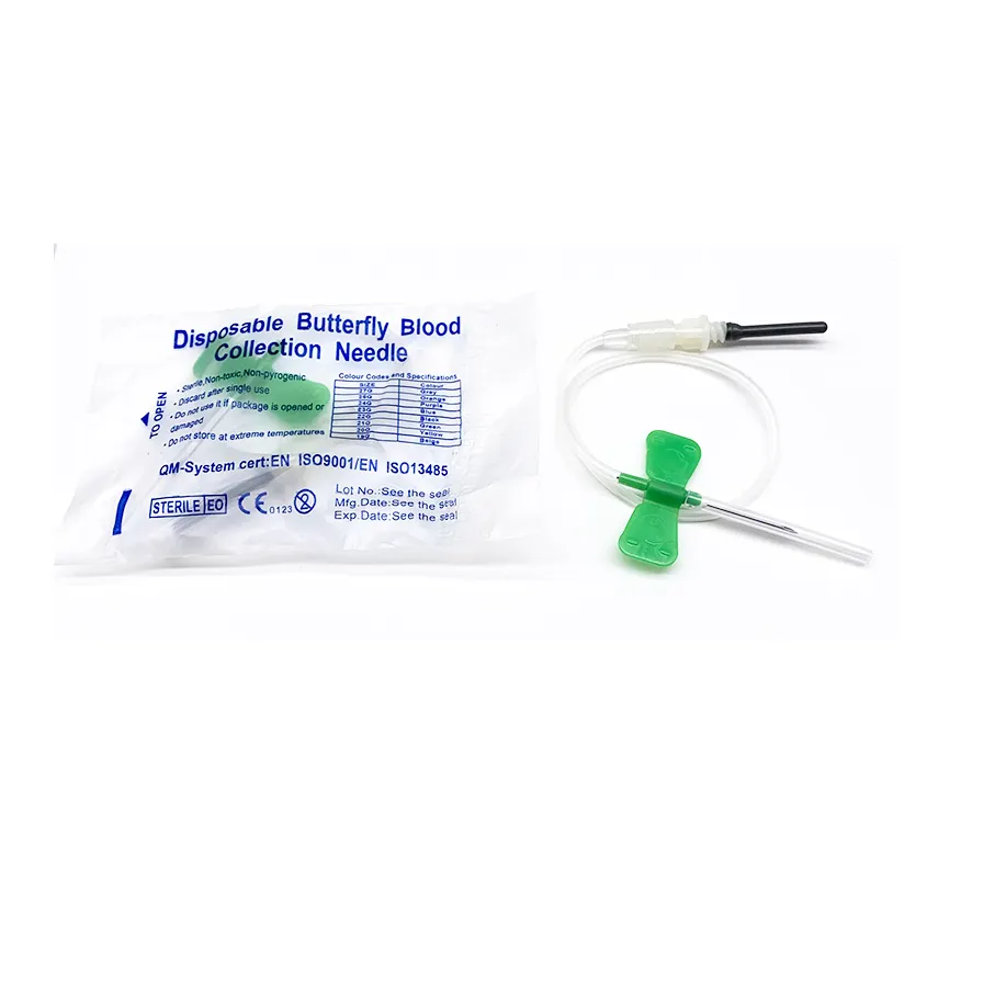 Kit de extracción de sangre de mariposa estéril, conjunto de agujas y tubos, mejor precio de China