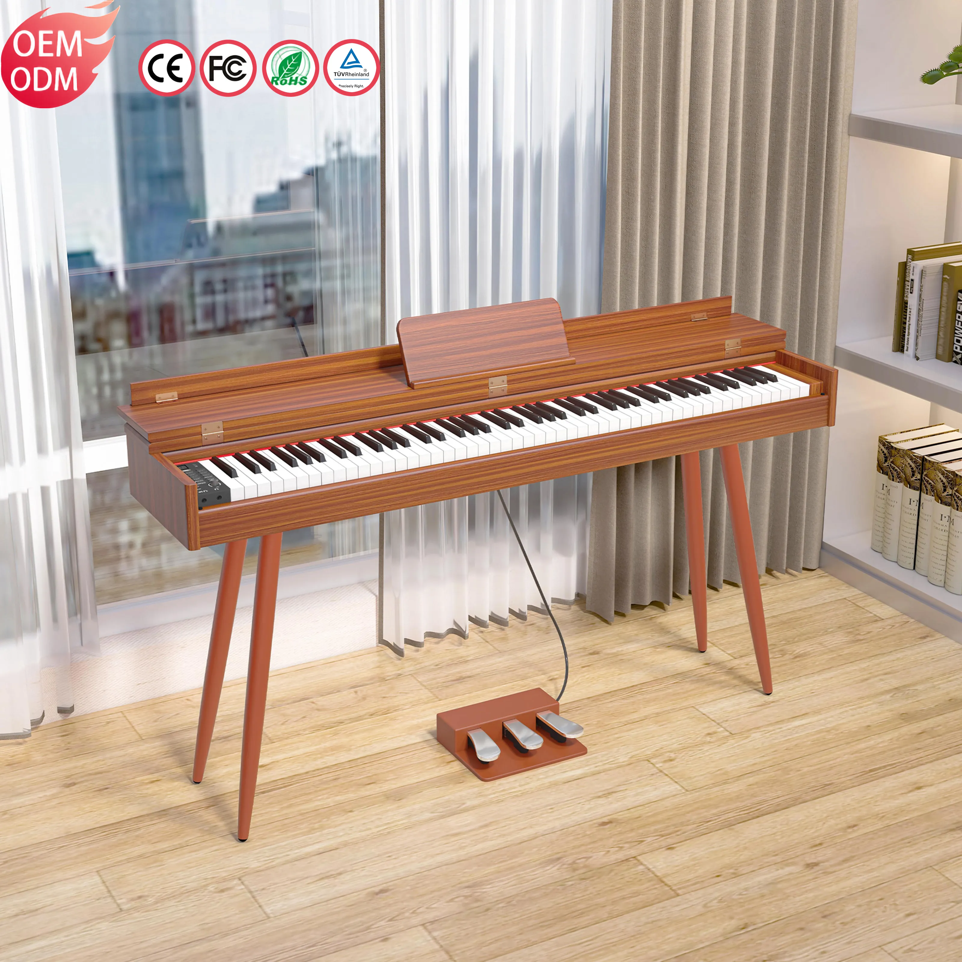 KIMFBAY keyboard musik piano digital, piano elektronik tegak dengan 88 tombol
