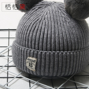 Bonnet tricoté avec pompons, bonnet d'hiver chaud pour adultes et enfants, matière en laine, origine Taizhou - Product Image 3