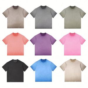 เสื้อยืดคอกลมโอเวอร์ไซส์ทรงหลวม ผ้าฝ้าย 100% คุณภาพสูง สไตล์วินเทจ ล้างสีแบบแอซิด สำหรับผู้ชาย - Product Image 4