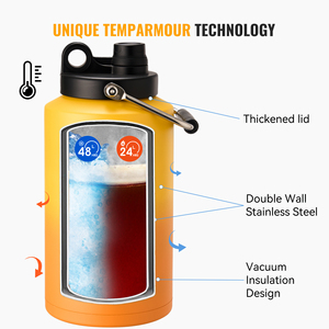 Bouteille isotherme de 1 gallon à dégradé de couleurs, double paroi sous vide en acier inoxydable, bouche extra large, poignée portable, garde au froid 48H - Product Image 3