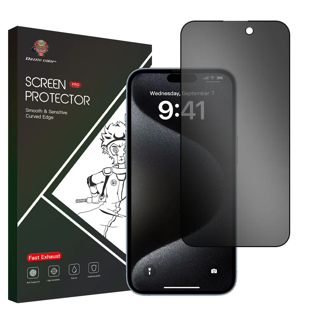 Protecteur d'écran en verre trempé anti-rayures et anti-espions de 0.33mm pour Iphone 14 15 Pro Max Protecteur d'écran de confidentialité en gros