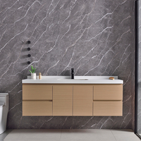 Meuble de salle de bain simple de grande taille moderne pour hôtels - Résistant à l'eau et écologique, garantie 3 ans, meubles de salle de bain avec lavabo