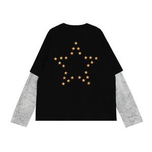 T-shirts à manches longues en coton 100% surdimensionnés, à double couche, design unique, impression sérigraphique, couture unique - Product Image 2