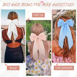 Pabrik Hari Valentine pita sifon raksasa pita rambut untuk wanita gadis Perancis aksesoris rambut lapisan ganda klip busur besar