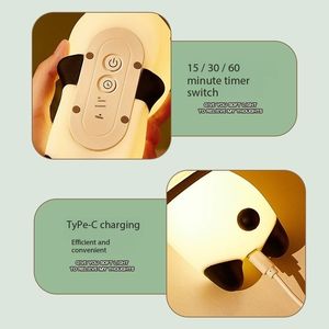 Panda LED <span class=keywords><strong>veilleuse</strong></span> ABS Silicone USB synchronisation chaud coloré sommeil Relaxation avec interrupteur tactile 5V maison atmosphère cadeau - Product Image 3